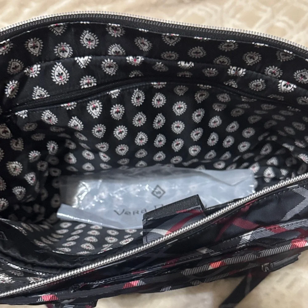 Vera Bradley Black and Red Plaid Tote